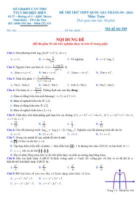 Đề thi thử THPT QG môn Toán học - Mã đề thi 109